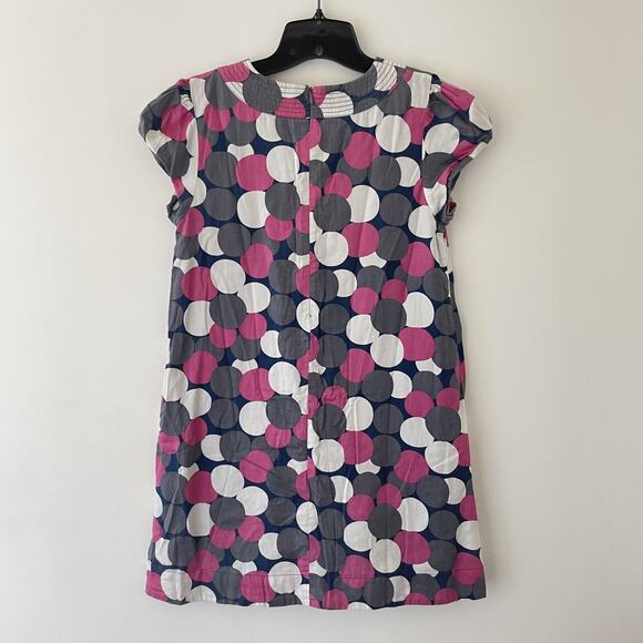Mini Boden Cotton Dress Polka Dot Mod Print Pink Gray Blue Retro 60s Style 13-14 - Picture 2 of 8